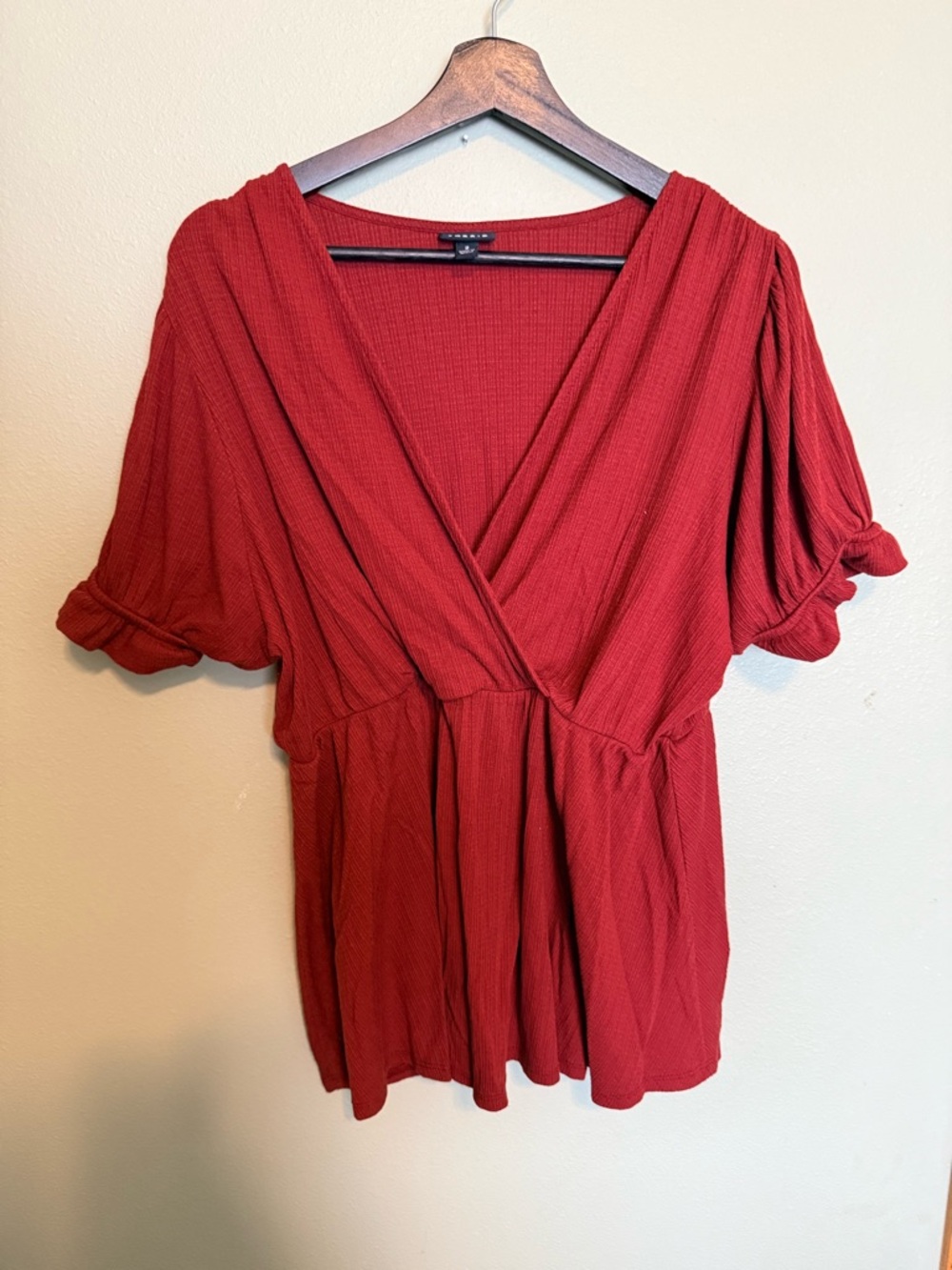 torrid Brick Red Wrap Peplum Blouse